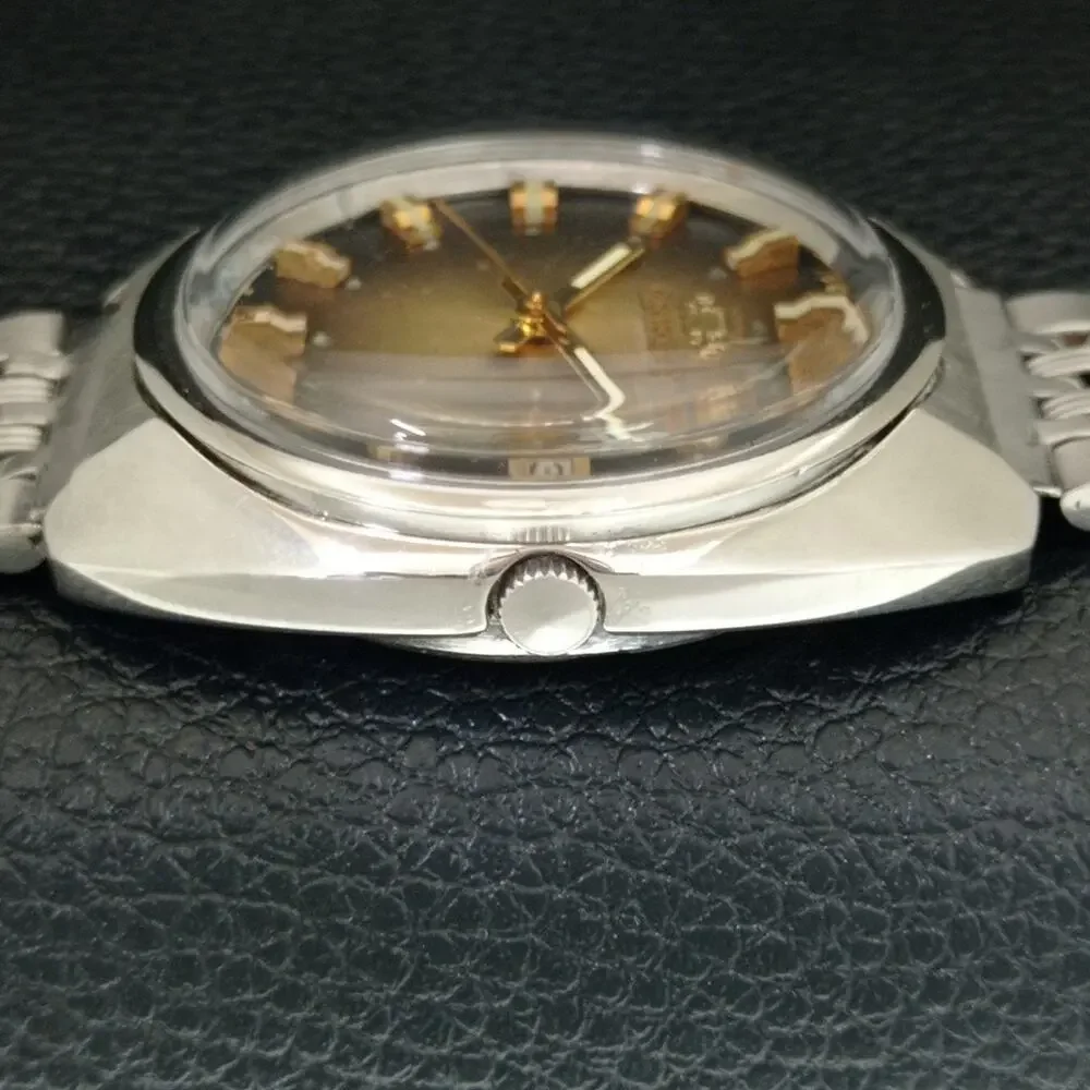 Vintage 1988 Orient Automatic Mens Silver Watch W/daydate & Gold accents